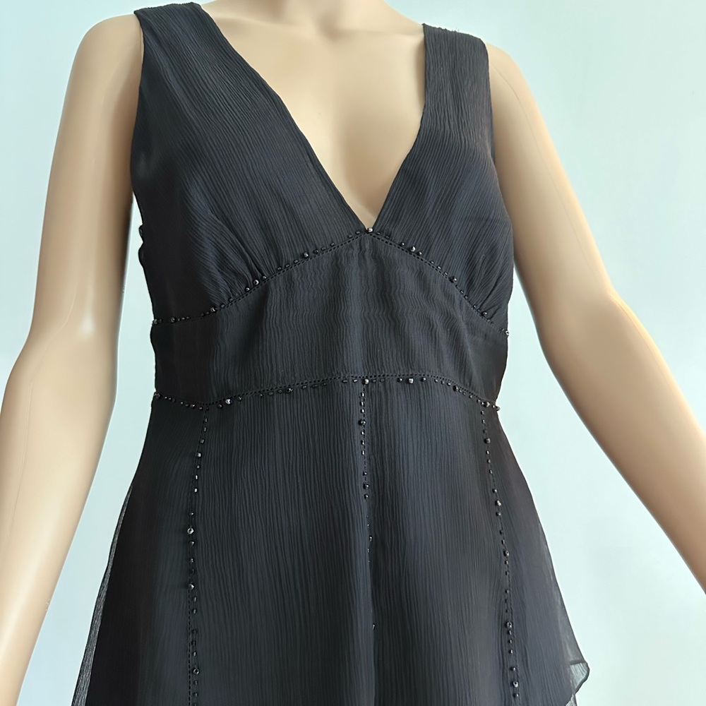 DAVID MEISTER Solid Black Sleeveless Top Sz 8, nice details, in great condition!